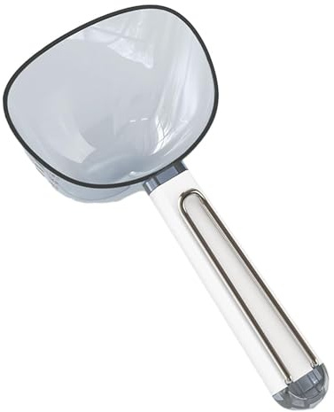Long Handle Measuring Spoon, 180ml Large Capacity Rice Spoon with Built-in Scale, Non-Stick Rice Scoop Flour Scoop, Easy to Clean, Suitable for Kitchen (White)