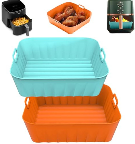 Lifhety 2 Packungen Silikonform Heißluftfritteuse, 21cm Airfryer Zubehör, 8,3 Inch Air Fryer Liners Silikon Backform für 6,2L Philips/ 5,7L Ninja Speedi/ 5,5L COSORI Heissluftfritteuse, BPA Frei