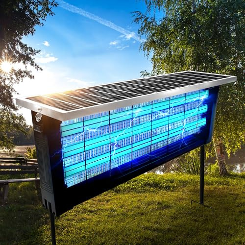 Potente matamoscas solar impermeable para exteriores, trampa eléctrica recargable para mosquitos, portátil, para patio, jardín, patio, caravana, camping, estanque, control de plagas (18 W para 3500