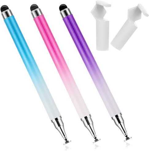 JIEYAO Lot de 3 stylets 2 en 1 haute sensibilité, gel de silicone compatible avec smartphones et tablettes