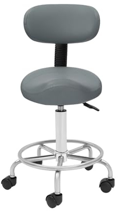 Sgabello da sella ergonomico con schienale, sedia a rotelle Saddle Sgabello Saddle Saddle Sgabello Sollevamento Sella Sgabello da ufficio Spa regolabile in altezza 45-59 cm (grigio)