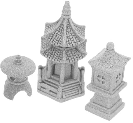 Levemolo 3stücke Mini-pagodenmodell Aus Langlebigem Material Für Garten Und Balkon Kompakte Tischpavillonverzierung Als Bonsai-Accessoire Und Outdoor-Ornament