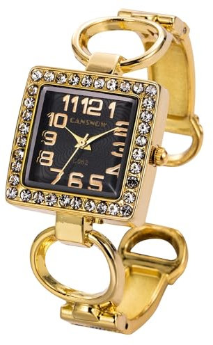 Spangenuhr Damen - Schicke Damenuhr | Damen Uhr | Damen Uhren | Damen Armbanduhr | Damenarmbanduhr | Damenuhr Gold | Uhr Damen Gold | Goldene Uhr Damen | Uhr Gold Damen | Damen Uhr Gold (Gold-Schwarz)