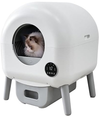 Självrengörande kattlåda, 90 l, automatisk, XXL, elektrisk, anti-rosa, självrengöring, klo, för flera katter