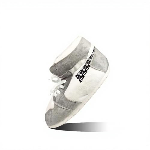 CK danuchan High Top Sneaker Slippers Unisex One-Size Ultra Comfy and Cozy House Fluffy Jordan Like Slippers for Men and Women (White Grey,5)