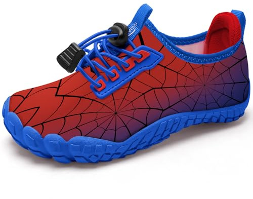 Kids Water Shoes Boys Swim Shoes for Beach Water Sport Aqua Quick Dry Barefoot Non-Slip Sea Pool Shoes（Cobweb 27EU）