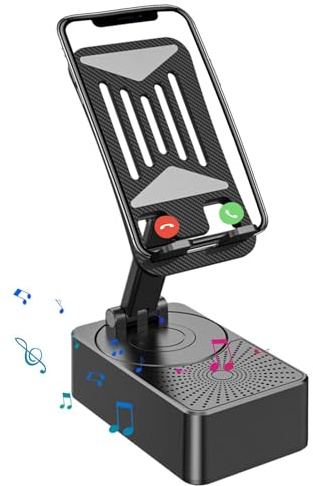 Altoparlante wireless con supporto - Supporto decorativo per smartphone, supporto per cellulare 3 in 1 | Supporto per telefono da scrivania regolabile con amplificatore sonoro, base antiscivolo e