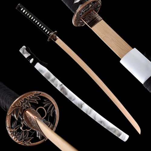 Spada da samurai in bambù,katana giapponese in legno con fodero in lacca di legno massello,bokken fatto a mano per regalo,decorazione,allenamento di kendo,esposizione,cosplay,oggetti di scena - 103 cm