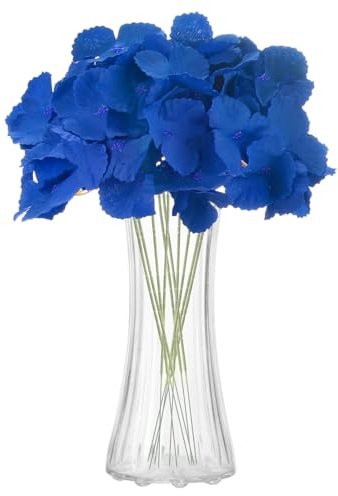 sourcing map 10 hortensias artificiales de seda de tacto real de 16 pulgadas, ramos de flores de hortensias artificiales grandes y realistas para decoración del hogar, cocina, fiesta, boda, color azul