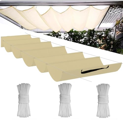 Tenda da sole a onda retrattile, regolabile, protezione dai raggi UV, protezione solare, impermeabile, da giardino, 0,9 x 3,5 m, giallo ginestre
