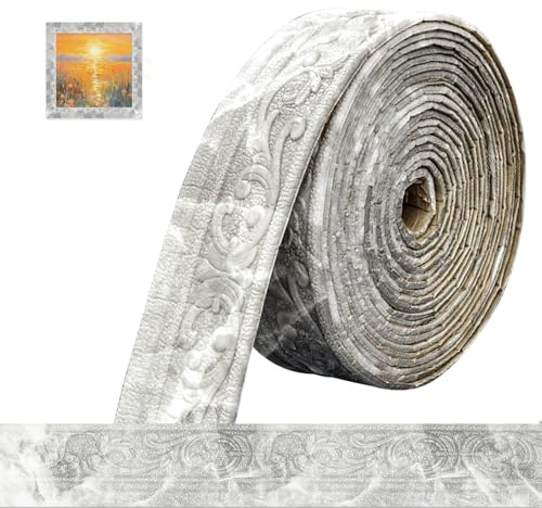 Bordüre Selbstklebend 3D Stuckleisten Wand - 10m x 8cm x 5mm - Zierleisten Selbstklebend, Wasserdicht Wandbordüre,Leisten Selbstklebende,Roll Border Trims für Ecken Linien Decken Dekoration,Marmorgrau