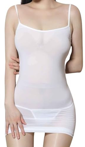MIZSPISE Abito Sexy da Donna, Abito Corto, Top Trasparente, Babydoll, Lingerie Hot, Canotta Chic, Camicia da Notte, Elegante, Top Basic, Regalo di Compleanno (Bianco, Taglia Unica)