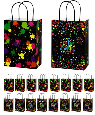 TPTGIAR 16 sacchetti regalo luminosi per il compleanno dei bambini, per feste di compleanno dei bambini, con manico, per carnevale e decorazioni di compleanno