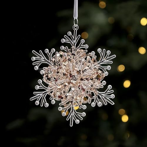 Dingfeiyu Weihnachtsbaumschmuck Acryl, Weihnachtsbaum Anhänger Christbaumschmuck Deko, Baumschmuck Weihnachten für Weihnachten Party Hochzeit Dekoration (Schneeflocke)