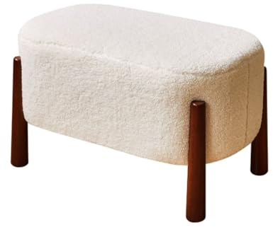 32 cm vit manchester fotpall ottoman liten puff med träben snygg soffa bänk och skohylla för vardagsrum sovrum entré – mångsidig heminredning