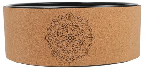 Beaupretty Rueda de Yoga Antideslizante de Corcho Natural Rueda de Entrenamiento para Estiramiento y Flexión de Espalda para Aliviar Dolor Lumbar 1 Pieza Portátil y Ergonómica
