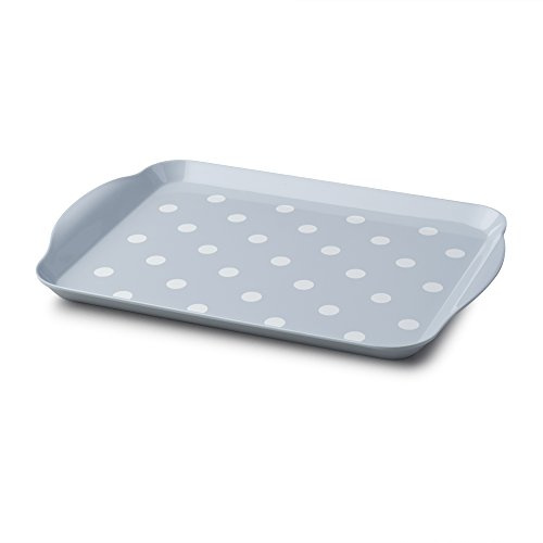 Zeal Serviertablett aus Melamin mit Griffen und Lippen, gepunktet, 30 x 21 cm, zartes Eiblau