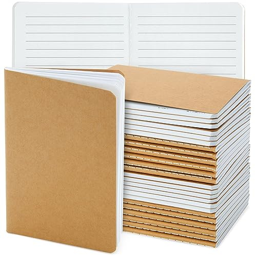 Lot de 24 carnets de voyage lignés en papier kraft - Format A6