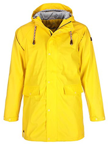 FRIESEN Friesennerz Herren Regenjacke 'Kein Wasser, Mann!' II mit Innenfutter - Regenmantel Outdoor Jacke mit Kapuze wasserdicht und waschbar in Gelb Größe L
