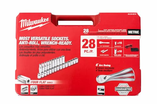 Milwaukee 45-22-9510 1/2 Inch Drive 28pc Ratchet & Socket Set – Metric