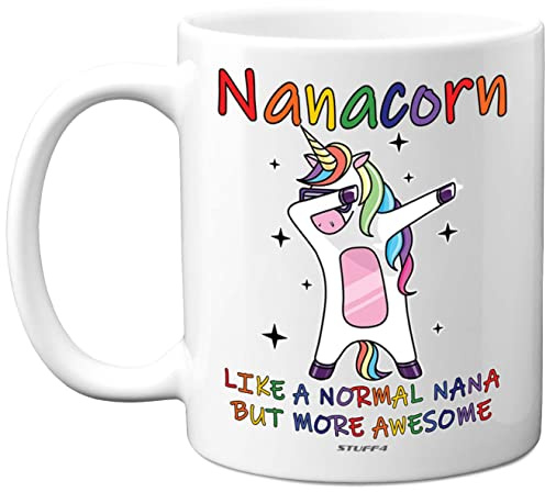 Stuff4 Nanacorn Kaffeetasse mit Aufschrift Best Nana, Happy Birthday-Tasse, besondere Weihnachtsgeschenke von Enkelkindern, lustige Kaffeetasse, 325 ml, Keramik, spülmaschinenfest