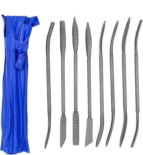 Holz Raspel Feile Set, 8-tlg 200 mm Doppelend Raspelfeilen Holzfeile Holzraspel Set, Verschiedene Formen Nadelfeilen Holzfeilen Und Raspeln Set FürHolzbearbeitung Polieren, Handwerk