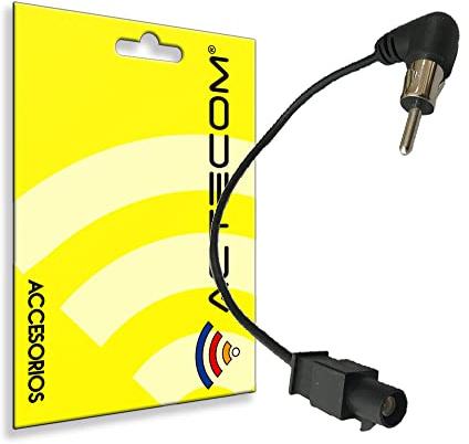 ACTECOM Cable Adaptador ISO Antena Dab Fakra Z a DIN Radio Angulo Compatible para Coches de Marca Vokswagen Audi Skoda