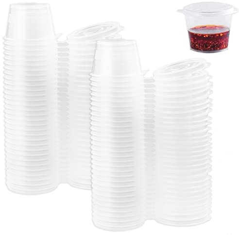LAMXD 100 Stück Frischhaltedosen Auslaufsichere 1OZ, Aufbewahrungsbehälter mit Deckel, Mikrowellengeeignet, Kleine Dosen für Soßen, Dips, Gewürze, Diamantzeichnung