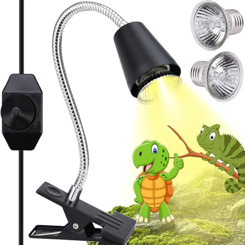 ZJNBMTFY Reptile Heat Lamp Bulbs 110V, 2-Pack UVA/UVB Light for Turtles, 360° Rotatable Heating Lamp for Aquarium Terrarium, Aquatic Plants, Lizards and Snakes