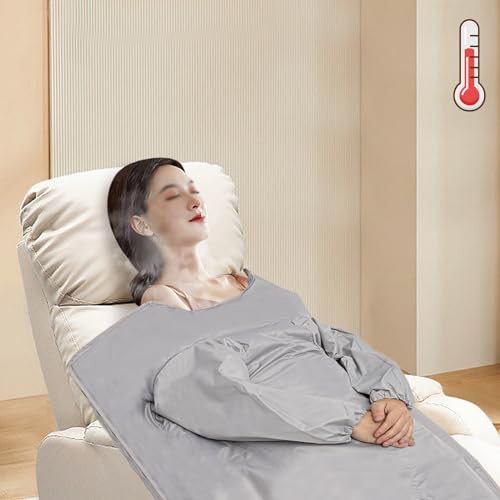 DSYOGX Couverture de sauna infrarouge lointain avec télécommande, couverture de sauna infrarouge cabine infrarouge numérique couverture de sauna portable pour la maison, la détente, détox (argenté)