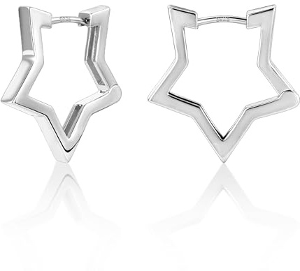 ALEXCRAFT 14K Vergoldet Silber 925 Post Creolen Kleine Huggie Herz Ohrringe | Silber 925 Ohrringe Creolen Kleine Schlaf Knorpel Huggie Kreolen Herz Stern Blume Geometrische Ohrringe Damen Herren Mädchen