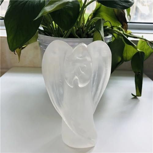Pietra Naturale Sculture in Cristal di Selenite Naturale Figura di Angelo Ornamento in Gesso Statua Scultura Decorativa Camera Moderna