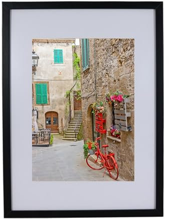 BD ART Cadre pour poster, photo 30 x 40 cm, avec passe-partout, 21 x 30 cm, noir, grand cadre photo en bois MDF, moderne, à accrocher au mur