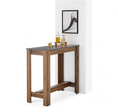 MODESTO Bartisch in Anthrazit / Old Style Optik - Moderner Hochtisch für Küche & Esszimmer - 115 x 103 x 50 cm (B/H/T)