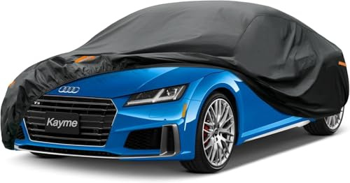 Kayme 7 Schichten Coupé Autoabdeckung Wasserdicht Atmungsaktiv, Vollgarage Autoplane für Sonne Staub Schutz, Universal für Audi TT, Mercedes SLK, Mazda MX-5, Peugeot 207CC, BMW Z3, Opel Tigra usw.