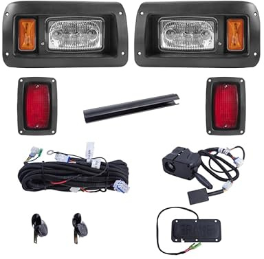 VPAHub Club Car DS LED Street Legal Light kit 48V, LED Headlight, taillight, Upgraded Wiring Harness, Deluxe Turn Signal Switch, Horn, Steering Wheel Cover, Brake pad Switch
