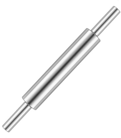 REDANT 17-Inch 18/8 Stainless Steel Rolling Pin - Metal Dough Roller for Baking, Pizza, Chapati & Cookies - Non-Slip Handles, Dishwasher Safe