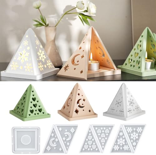 JS MOLD 9 stampi per candele a piramide in silicone, per calcestruzzo, in silicone, per candele, per calcestruzzo, candele in silicone fai da te
