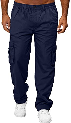 Combat Heavy Duty Trousers for Men UK, Stretchy Cargo Pant Work Utility & Safety Trousers Falcon Tracksuit Multi Pockets Scruffs Workwear Navy M