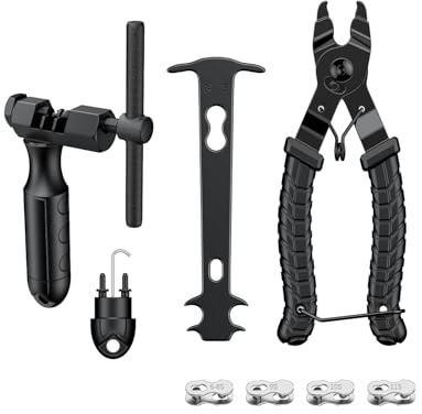 Pawfly Outils Chaîne Vélo Kit Réparation Chaîne avec Coupe Chaîne Pince Maillon Rapide Vérificateur Chaîne Et 4 Paires Maillons Manquants pour Chaînes 6 À 12 Vitesses Kit Outils Cyclisme
