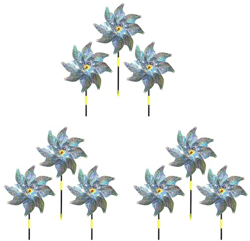 Agwuoetr Moulins à Vent 9 Pièces, Répulsif pour Oiseaux, Jardin Fruitier, Moulin à Vent Réfléchissant, Répulsif pour Oiseaux, Répulsif pour Oiseaux, Moulin à Vent Réfléchissant