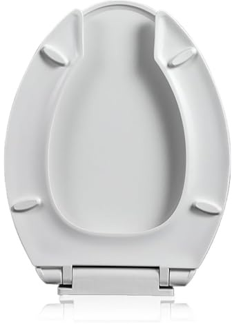 JNTFNE Siège de Toilette allongé à Fermeture Douce avec dégagement Rapide, qualité Commerciale, Facile à Nettoyer, en Plastique Blanc