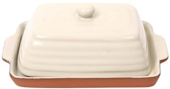 Porto Terracotta Ribbed Butter Dish - Stone