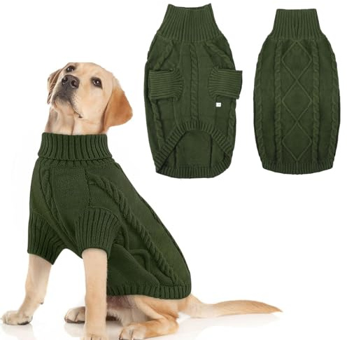 Mayoii Warm Hundepullover, Pullover Hund, Hundepullover Kleine Hunde, Rollkragenpullover Hundepullovers Grosse Hunde, Hundepullovers Fleece Mittelgroße (Dunkelgrün, XS)