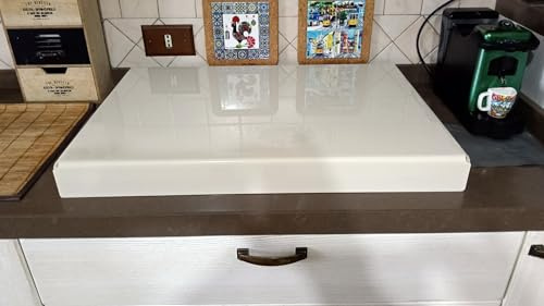 Coprifornelli in Plexiglass Trasparente o Colorato | Copertura Piano Cottura | Protezione su Misura – Versione Classica (Beige Crema-avorio Chiaro, Fascia 7 – da 87 a 95 cm)