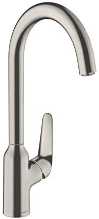 hansgrohe Küchenarmatur (Wasserhahn Küche 360° schwenkbar, hoher Komfort-Auslauf 220mm, Standardanschlüsse) Edelstahl Finish