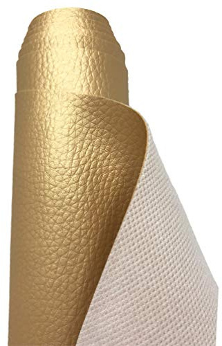 A-Express Kornigt konstlädertyg vattentätt slitstarkt konstläder vinyl läderduk klädsel texturerat material - glänsande guld 5 meter 500 cm x 140 cm
