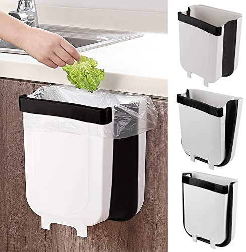 MaoXinTek Abfalleimer, 9 l, zum Aufhängen, faltbar, Kunststoff, für Küchenschrank, Tür, Badezimmer, Auto, WC