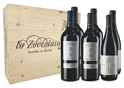 Lo Zoccolaio 2 Langhe Rosso Baccanera + 2 Barbera d'Alba Suculè + 2 Barolo DOCG - Vino Tinto Italiano en Estuche de Madera - 6 Botellas x 750 ml