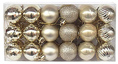 Bodhi2000 1 Box DIY Weihnachtskugeln Kugeln Anhänger Anti-Verformung Kunststoff Festlich Ambiente Weihnachtsbaum Kugeln Home Decor Champagner Gold